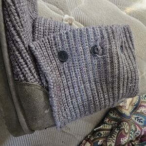 Gray Knit Button-Up Boots